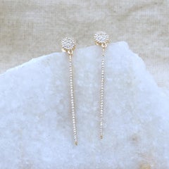 Boucles d'oreilles en or jaune massif 14 carats avec diamants naturels, en forme de disque rond – Bijoux de luxe