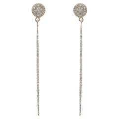 Boucles d'oreilles en or jaune massif 14 carats avec diamants naturels, en forme de disque rond – Bijoux de luxe