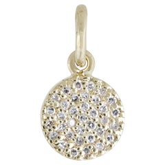 Solid 14K Yellow Gold Natural Diamond Round Disc Pendant Handmade Fine Jewelry