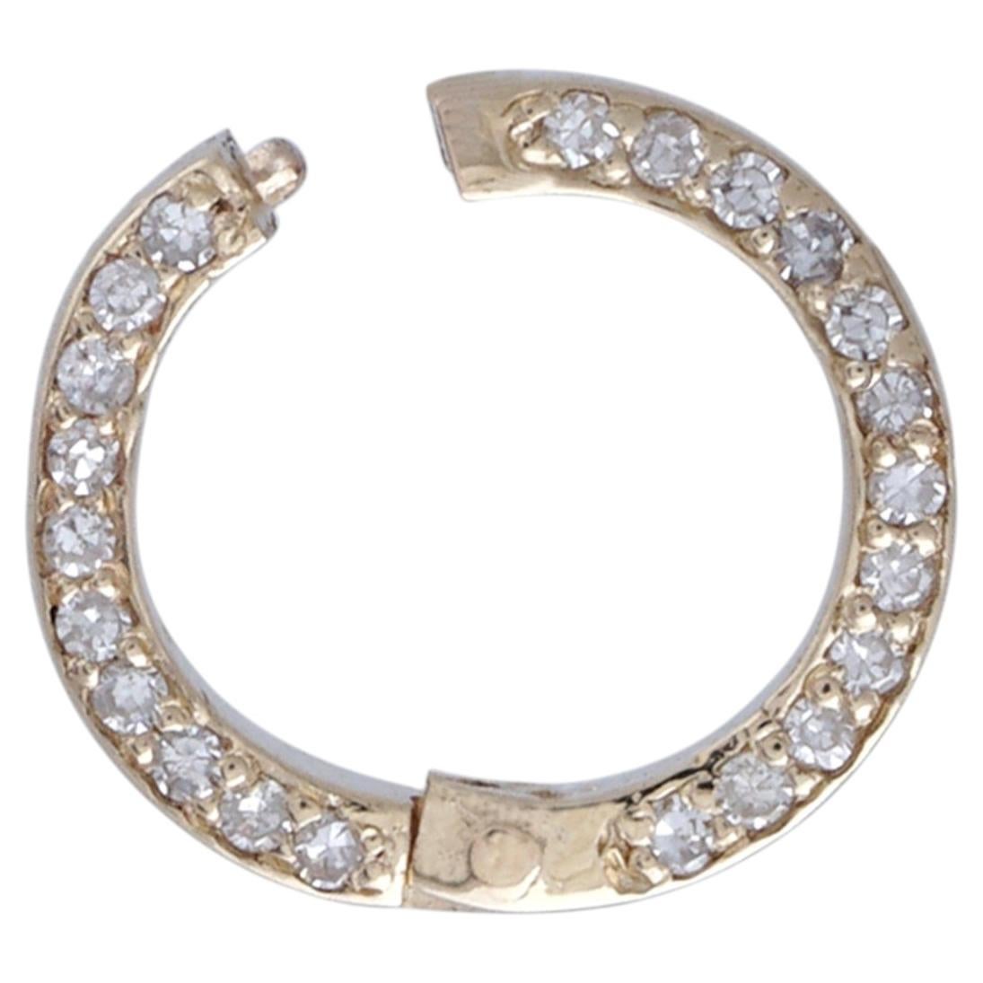 Gioiello in oro giallo massiccio 14k con diamante naturale e chiusura rotonda apribile