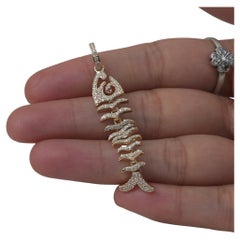 Solid 14k Yellow Gold Natural Diamond Ruby Gemstone Designer Fish Charm Pendant