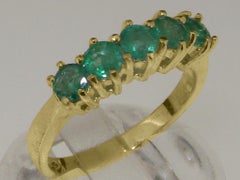 Solid 14k Yellow Gold Natural Emerald womens Eternity Ring Customizable