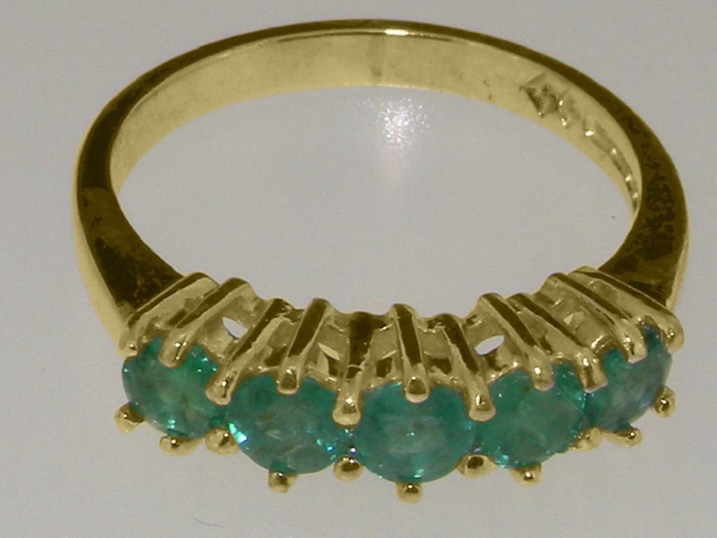 For Sale:  Solid 14k Yellow Gold Natural Emerald womens Eternity Ring Customizable 6
