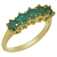Anillo de oro amarillo macizo de 14 quilates Esmeralda natural para mujer Personalizable