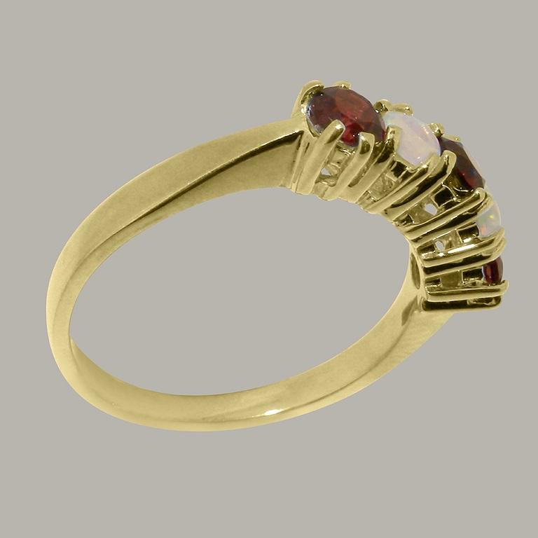 For Sale:  Solid 14k Yellow Gold Natural Garnet & Opal womens Eternity Ring Customizable 3
