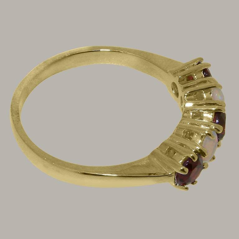 For Sale:  Solid 14k Yellow Gold Natural Garnet & Opal womens Eternity Ring Customizable 4