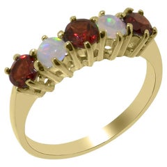 Solide 14k Gelbgold natürlichen Granat & Opal Frauen Eternity Ring anpassbar