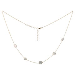 Collier « Station » en or jaune massif 14 carats avec une tranche de diamant naturel, 18', joaillerie haut de gamme