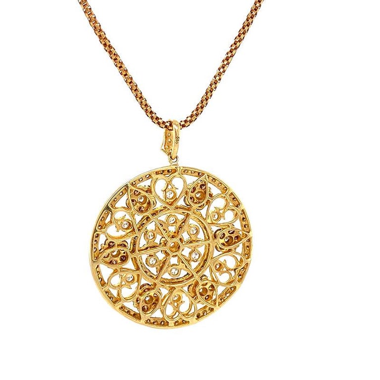 Solid 14 Karat Gold Natural White and Champagne Diamond Pendant ...