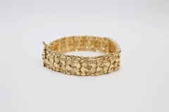 Solid 14k Yellow Gold Nugget ID Bracelet, 7.5 inches - 64.7g