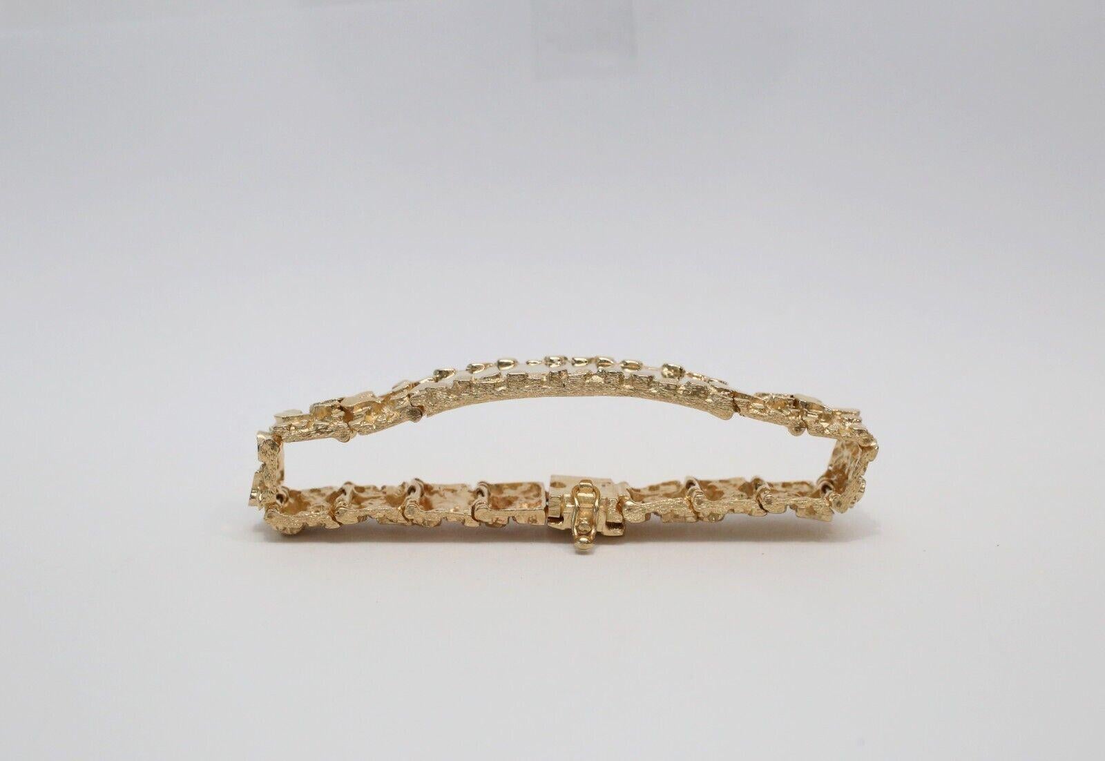 Solid 14k Yellow Gold Nugget ID Bracelet, 7.5 inches - 64.7g 1