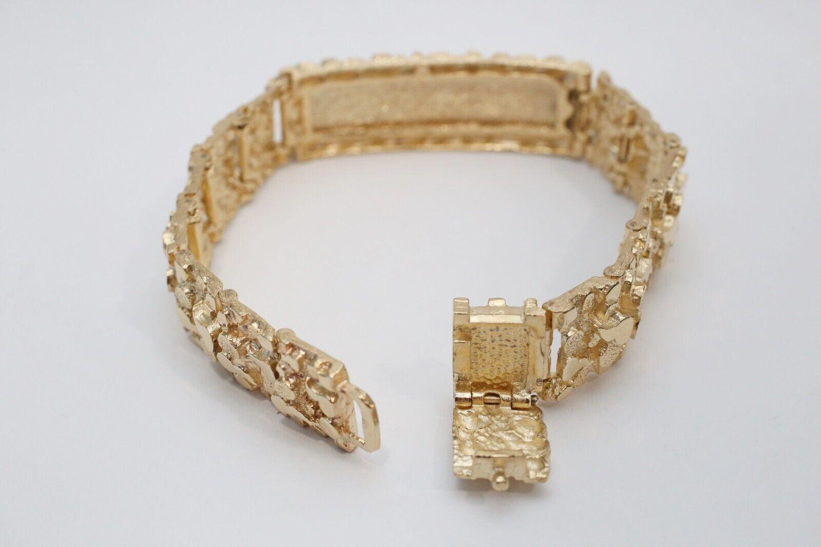 Solid 14k Yellow Gold Nugget ID Bracelet, 7.5 inches - 64.7g 2