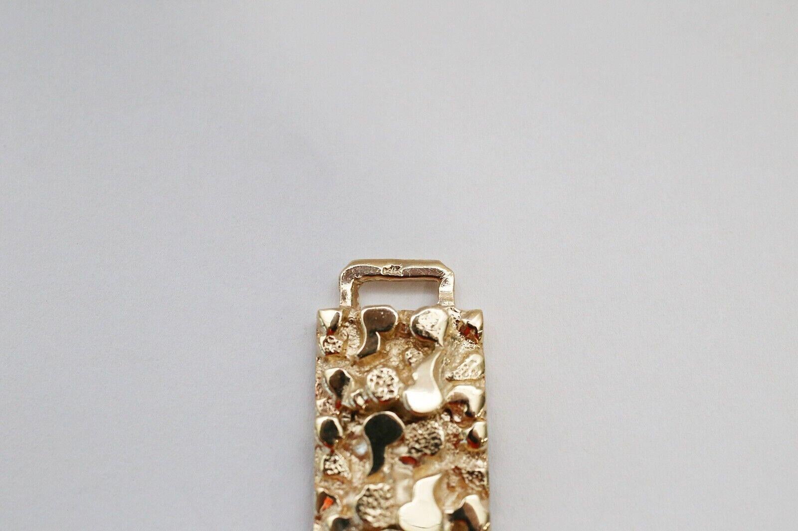 Solid 14k Yellow Gold Nugget ID Bracelet, 7.5 inches - 64.7g 3