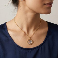 Solid 14k Yellow Gold Om Pendant Natural Diamond Religious Charm Jewelry