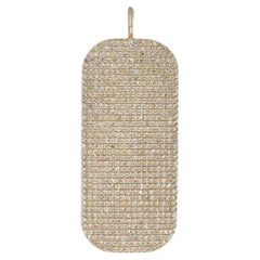 Solid 14k Yellow Gold Pendant Genuine H/Si White Diamond Dog Tag Charm Pendant