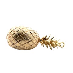 Solid 14K Yellow Gold Pineapple Pendant/Charm