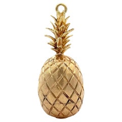 Solid 14K Yellow Gold Pineapple Pendant/Charm