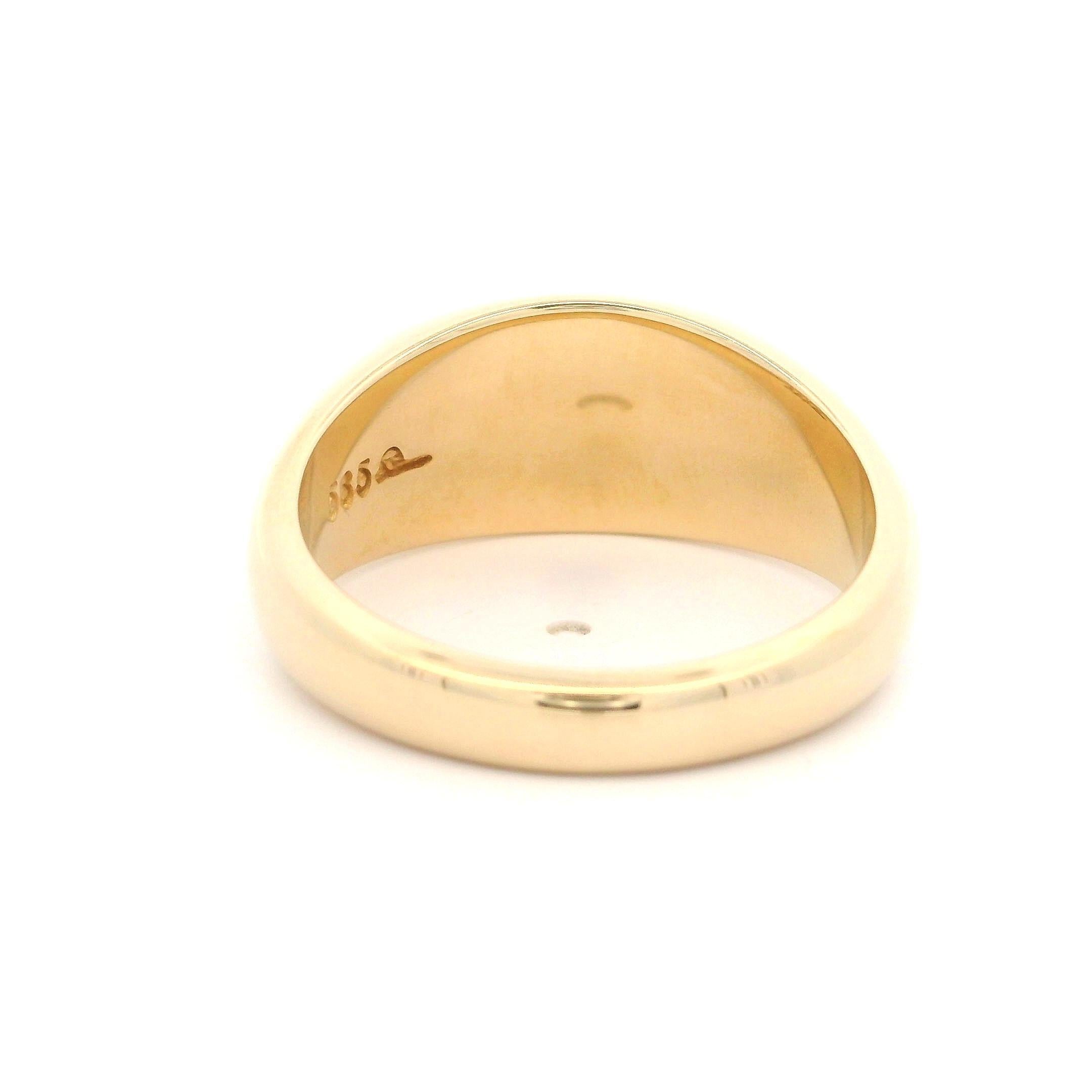 Women's Solid 14k Yellow Gold Polished Engravable Elongated Oval Shape Signet Band Ring For Sale