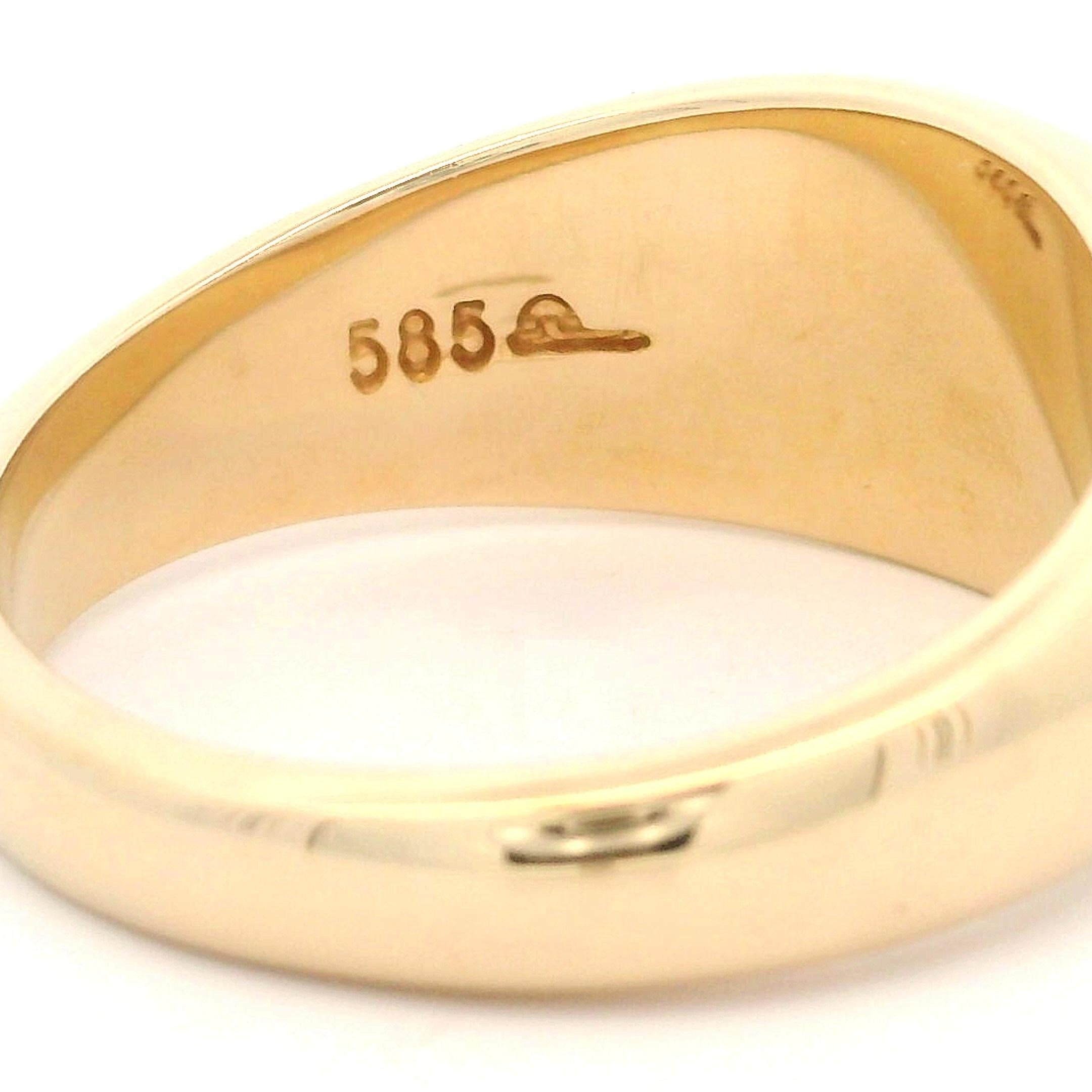 Solid 14k Yellow Gold Polished Engravable Elongated Oval Shape Signet Band Ring For Sale 1