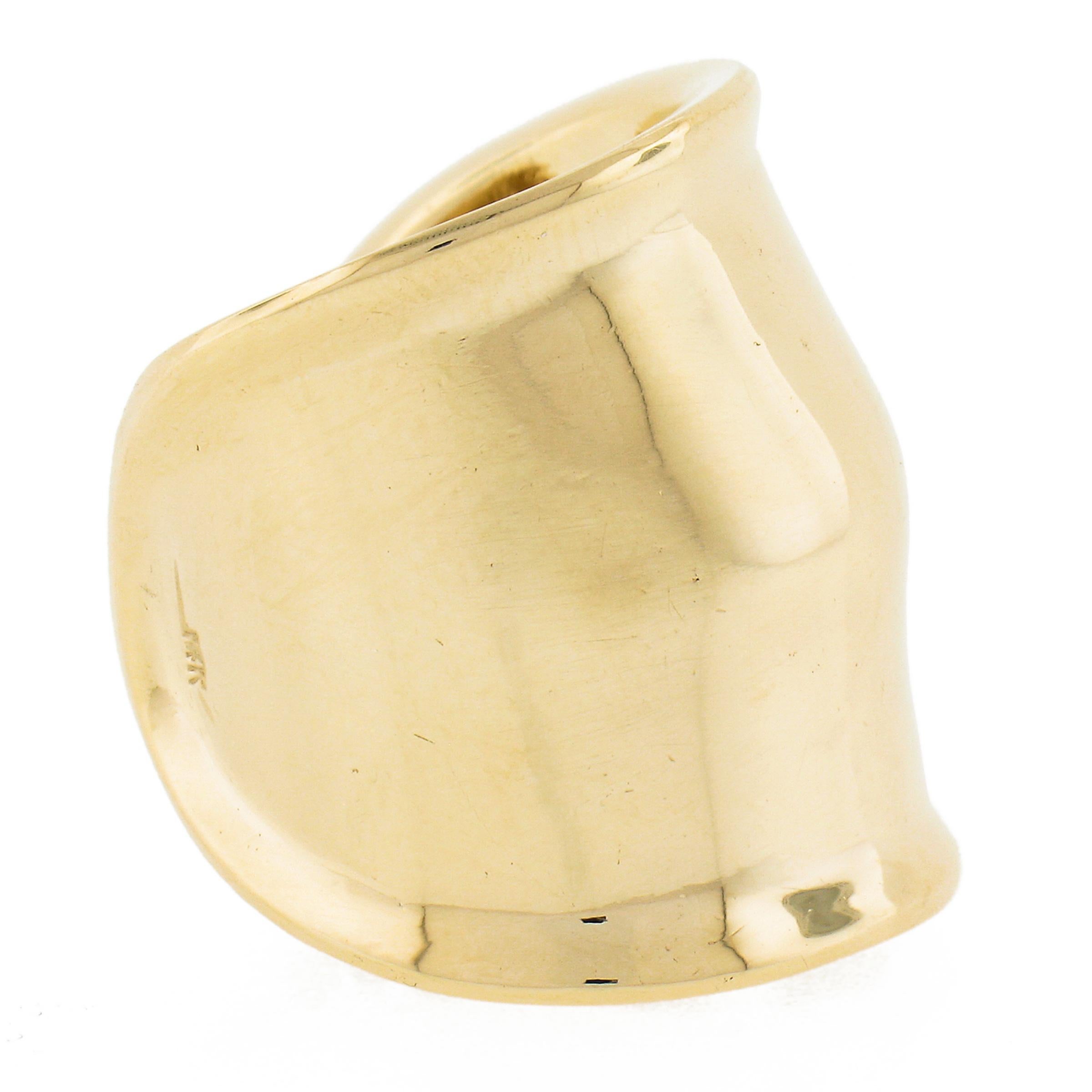 Solid 14k Yellow Gold Polished Finish 22.9mm Wide Open Cigar Band Ring 1