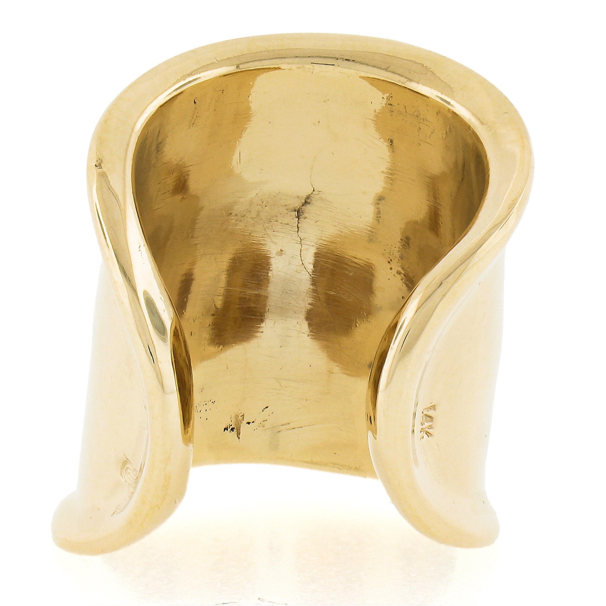 Solid 14k Yellow Gold Polished Finish 22.9mm Wide Open Cigar Band Ring 3
