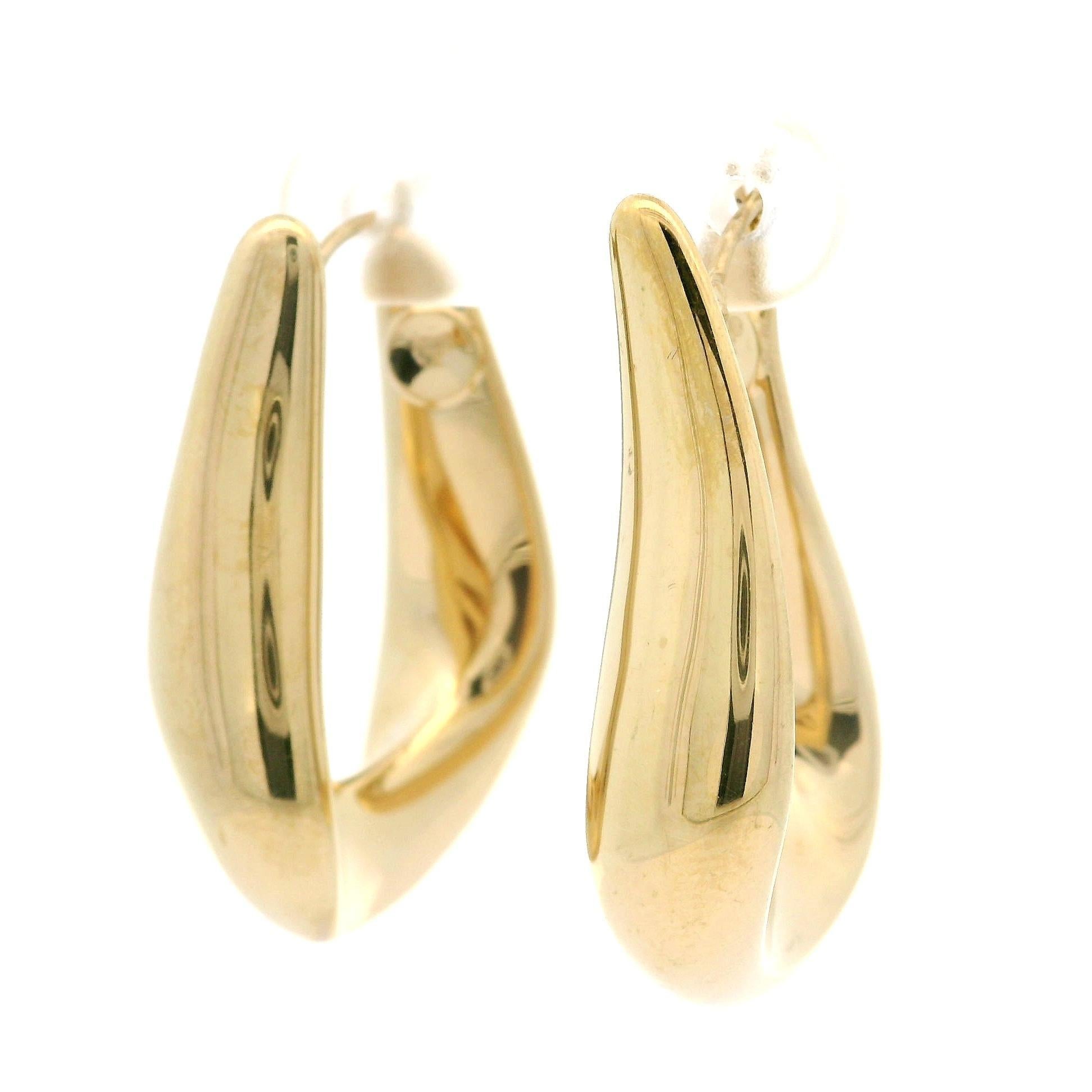 Boucles d'oreilles classiques en or jaune 14k massif, finition polie Pour femmes en vente