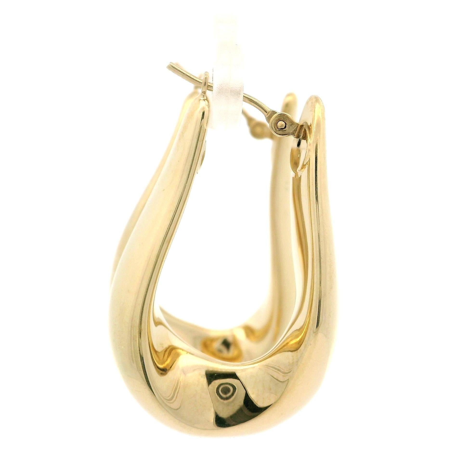 Boucles d'oreilles classiques en or jaune 14k massif, finition polie en vente 1