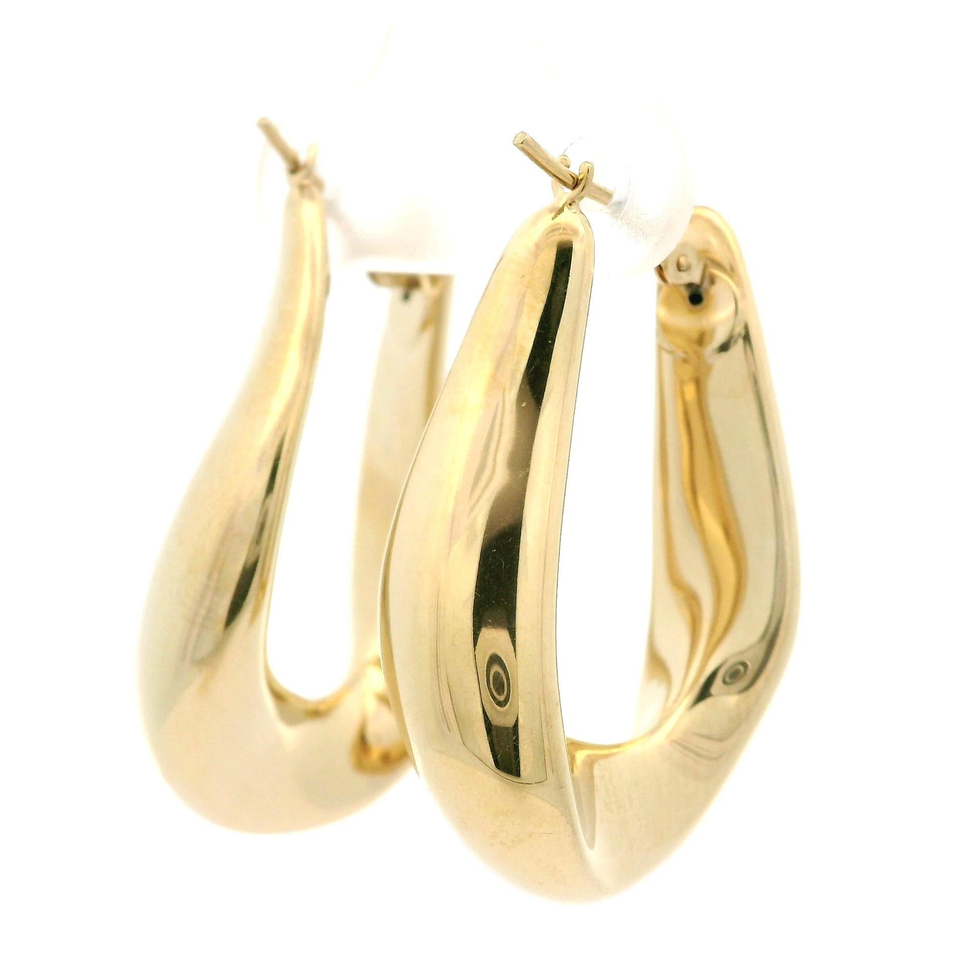 Boucles d'oreilles classiques en or jaune 14k massif, finition polie en vente 2