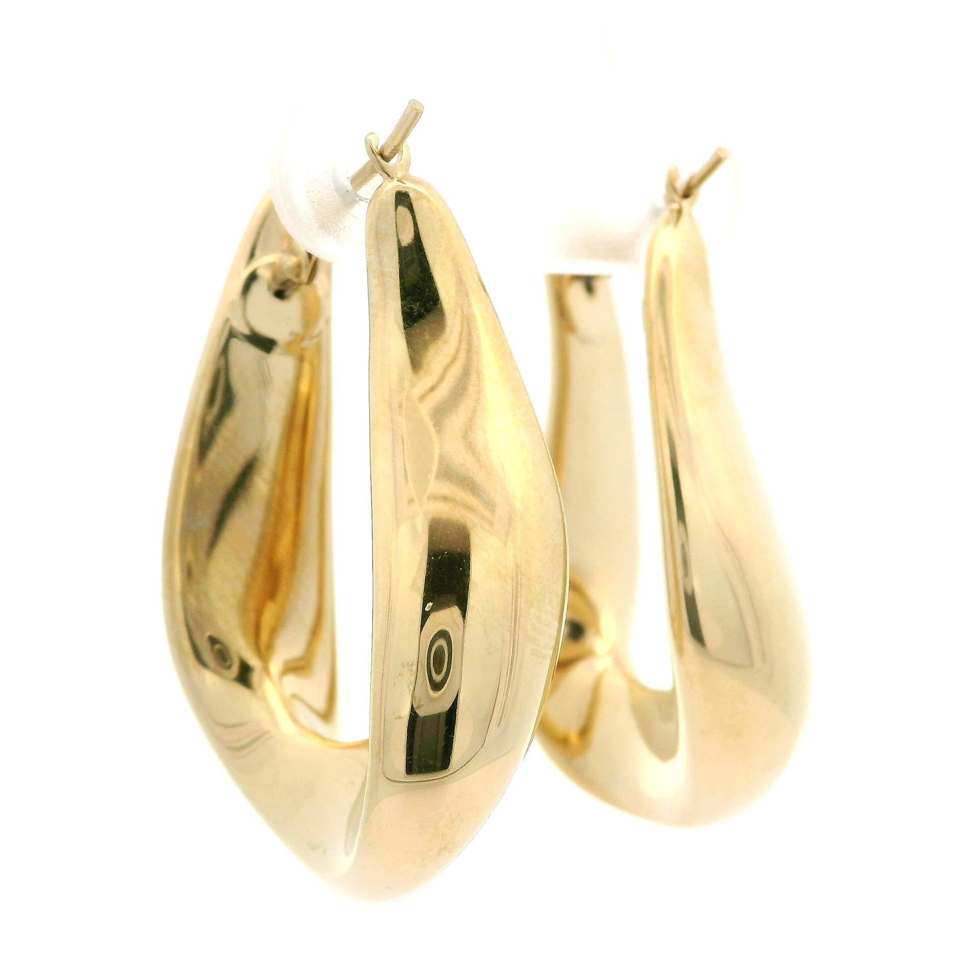 Boucles d'oreilles classiques en or jaune 14k massif, finition polie en vente 3