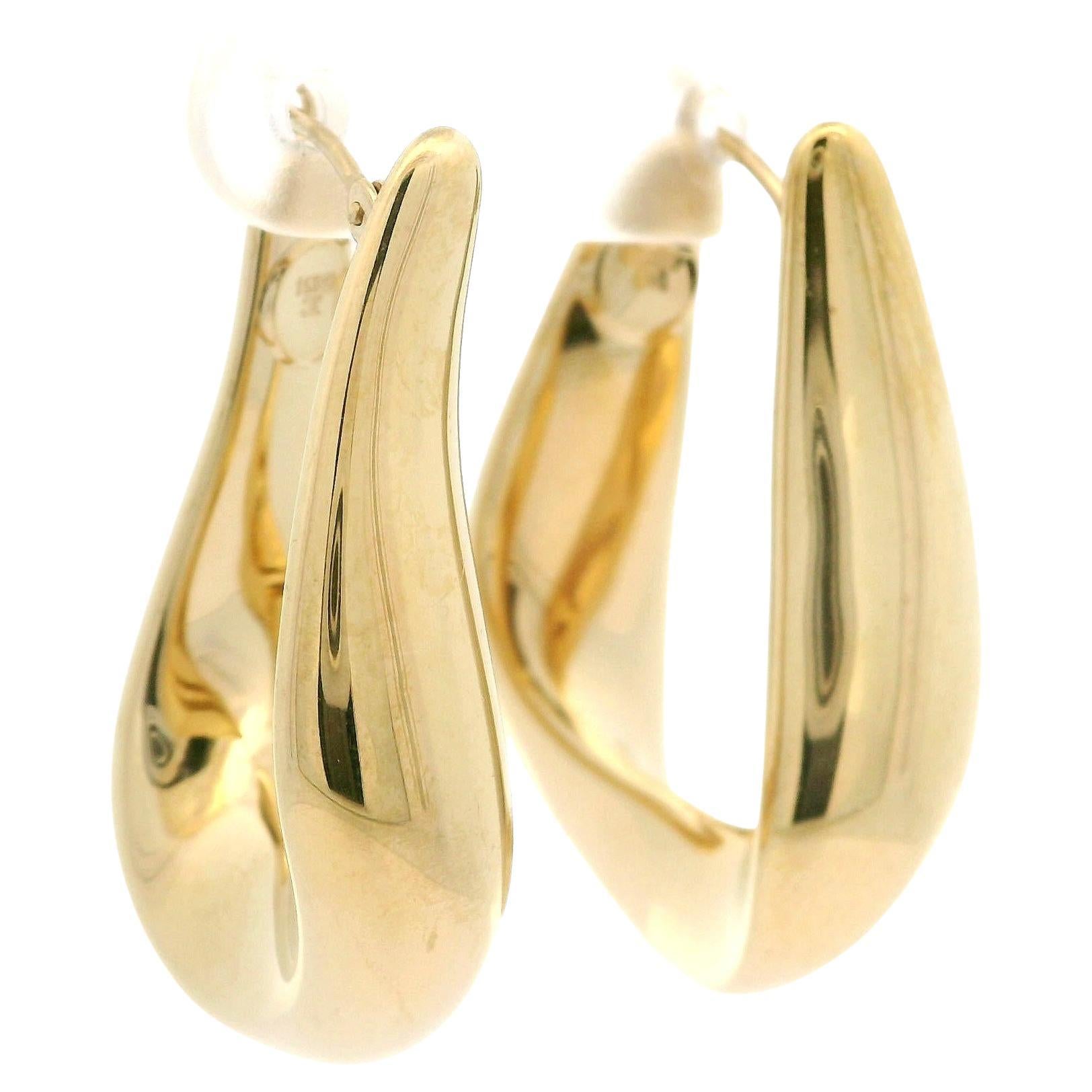 Orecchini a cerchio classici con finitura lucida in oro giallo massiccio 14k