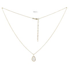 Solid 14k Yellow Gold Slice Diamond Pendant Chain Necklace 16 inches Jewelry