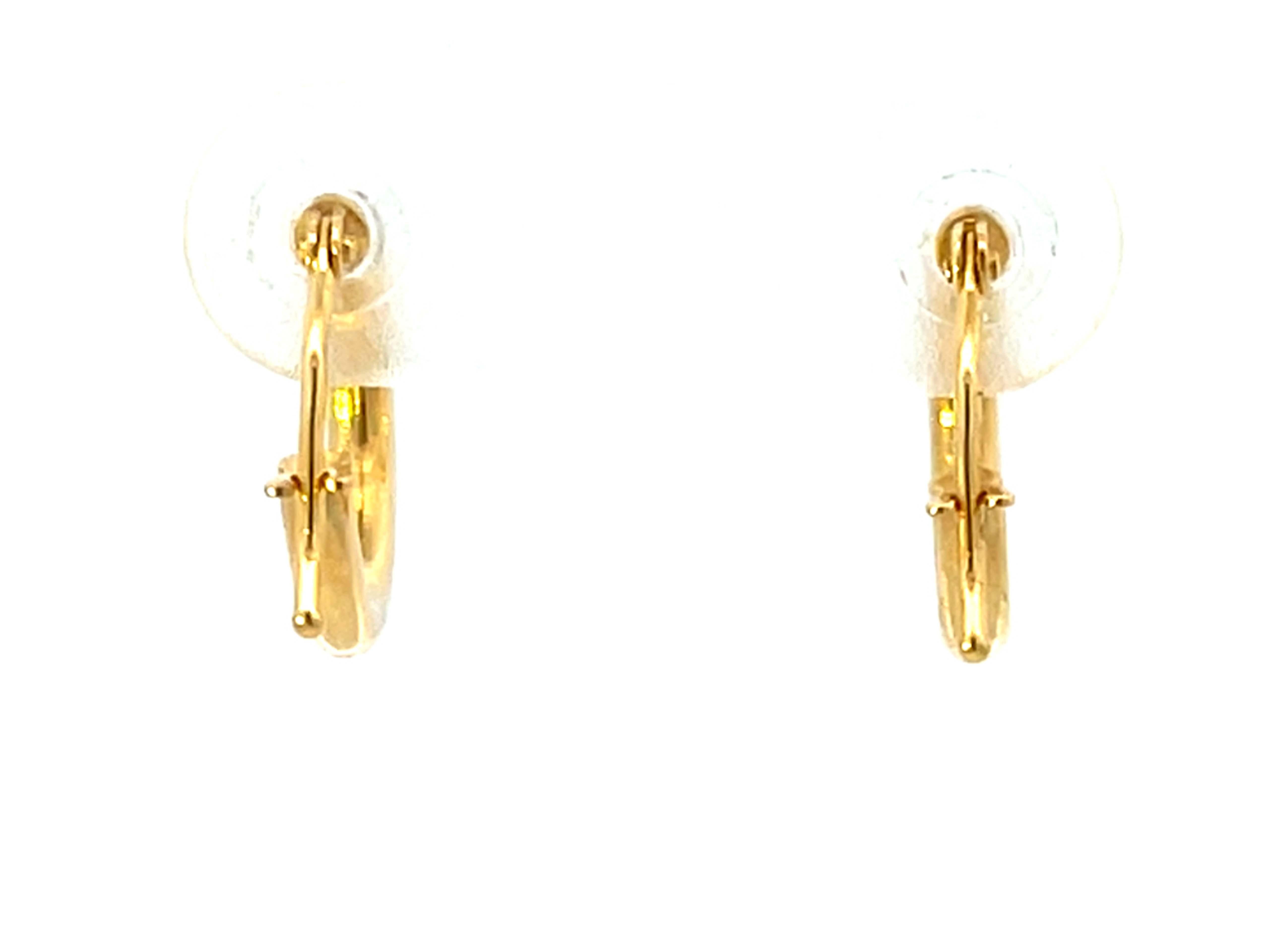 Solid 14K Yellow Gold Small Hoop Earrings For Sale 2