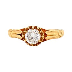 Solid 14 Karat Yellow Gold Solitaire Diamond Ring 0.20 Carat 2.1 Grams