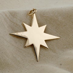 Solid 14k Yellow Gold Star Pendant Handmade Celestial Charm Fine Jewelry