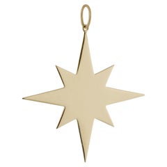 Solid 14k Yellow Gold Star Pendant Handmade Celestial Charm Fine Jewelry