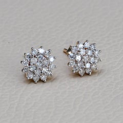 Solid 14k Yellow Gold Stud Genuine H/Si Diamond Earrings Handmade Fine Jewelry