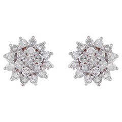 Solid 14k Yellow Gold Stud Genuine H/Si Diamond Earrings Handmade Fine Jewelry