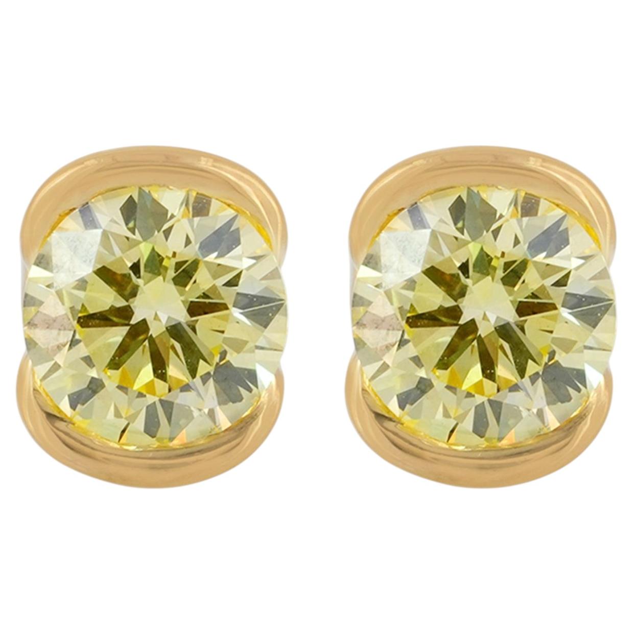 Solid 14k Yellow Gold Stud Lab Diamond Jewelry Dainty Minimalist Stud Earring