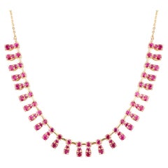 Solid 14k Yellow Gold Unique Fine Ruby Choker Necklace Gift for Wedding