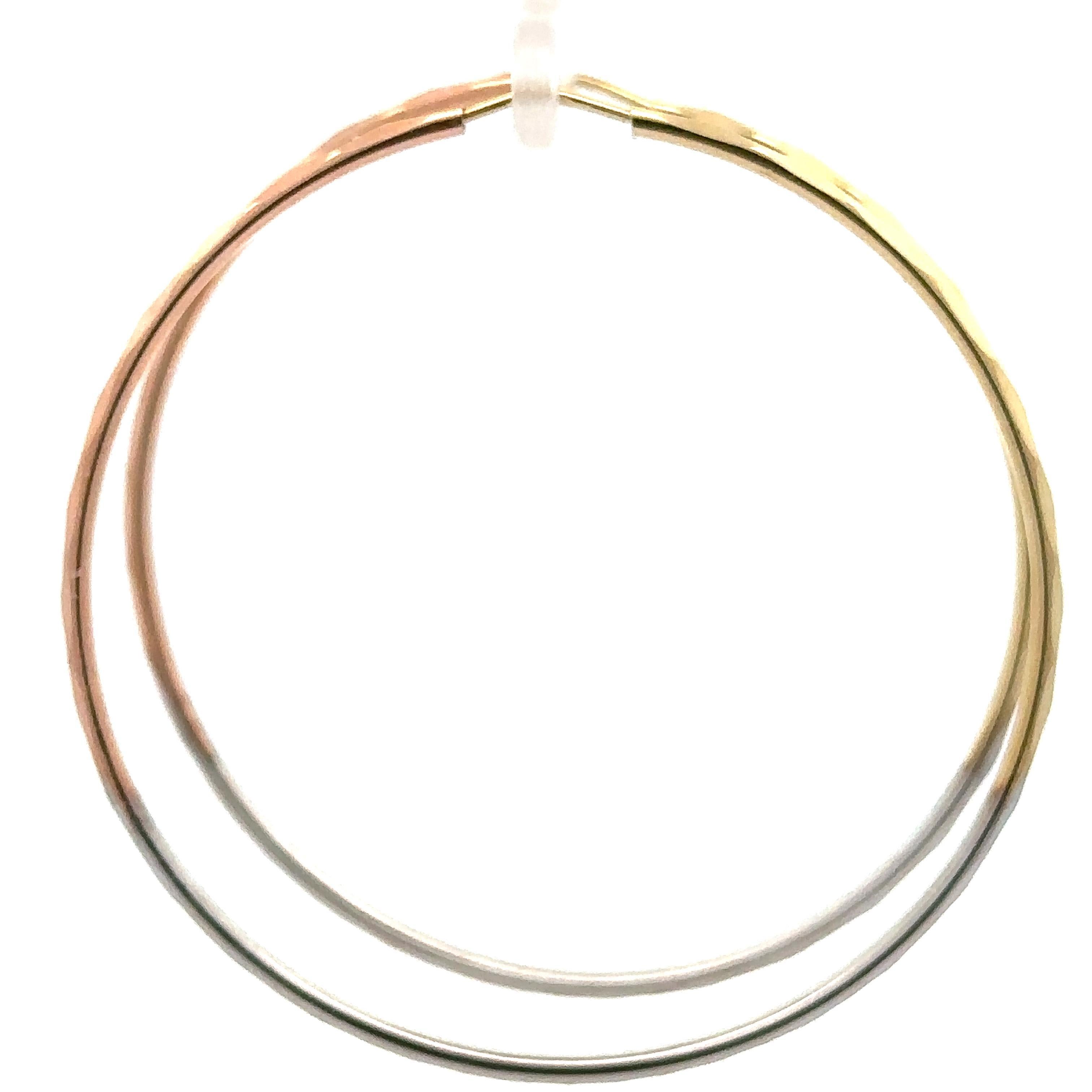 De las mujeres Pendientes de aro de tubo facetado de oro amarillo rosa y blanco macizo de 14k de 58 mm en venta