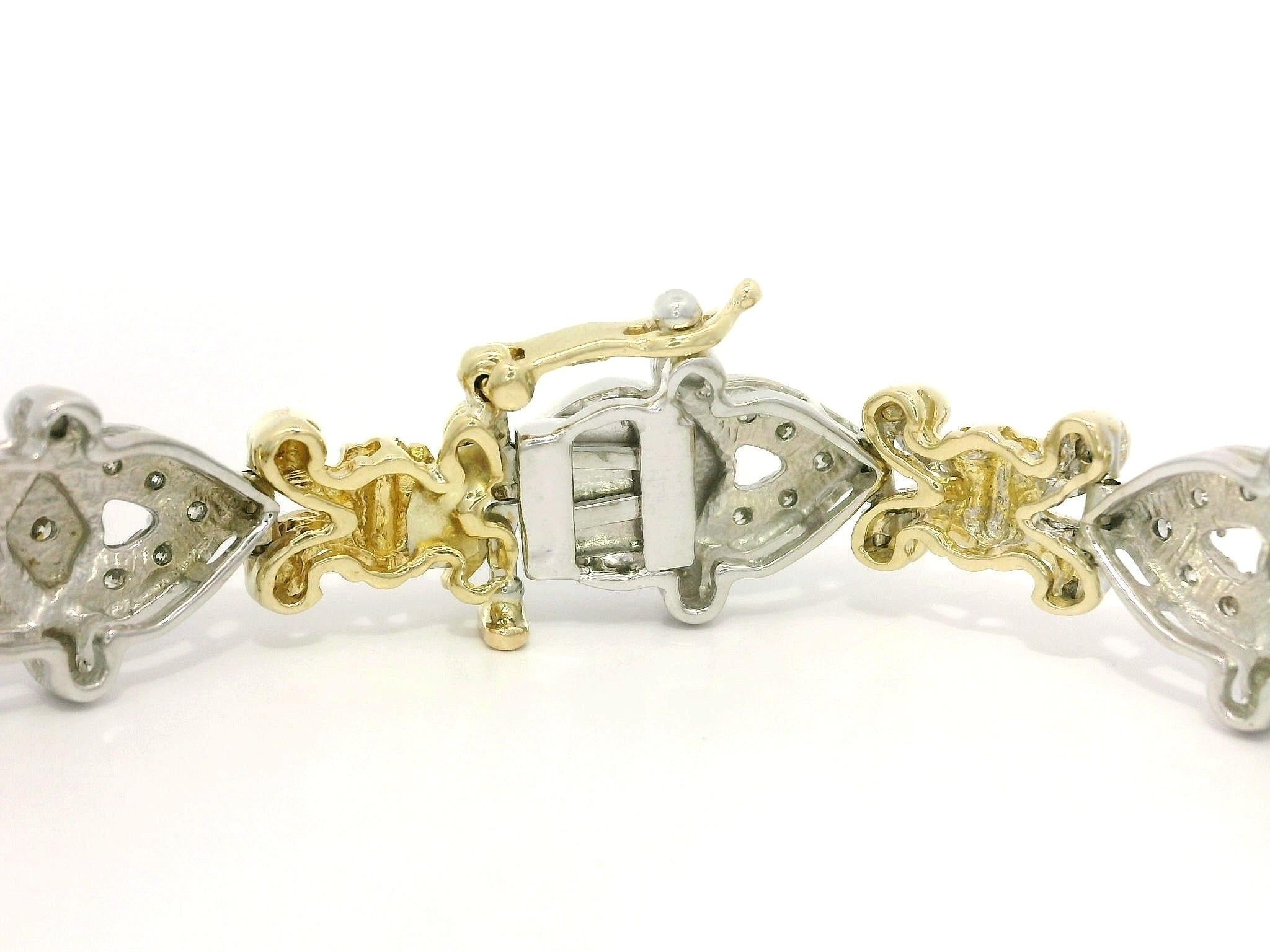 Solid 14k Yellow & White Gold 2ctw Fiery Pave Diamond Link Bracelet For Sale 2