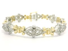 Solid 14k Yellow & White Gold 2ctw Fiery Pave Diamond Link Bracelet