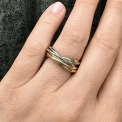 Solid 14k Yellow & White Gold Plain 8 Multi Bands Rolling Ring Band