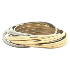 Solid 14k Yellow & White Gold Plain 8 Multi Bands Rolling Ring Band