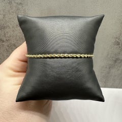 Bracciale a corda in oro giallo massiccio 14kt 2,4 mm 7,5 pollici
