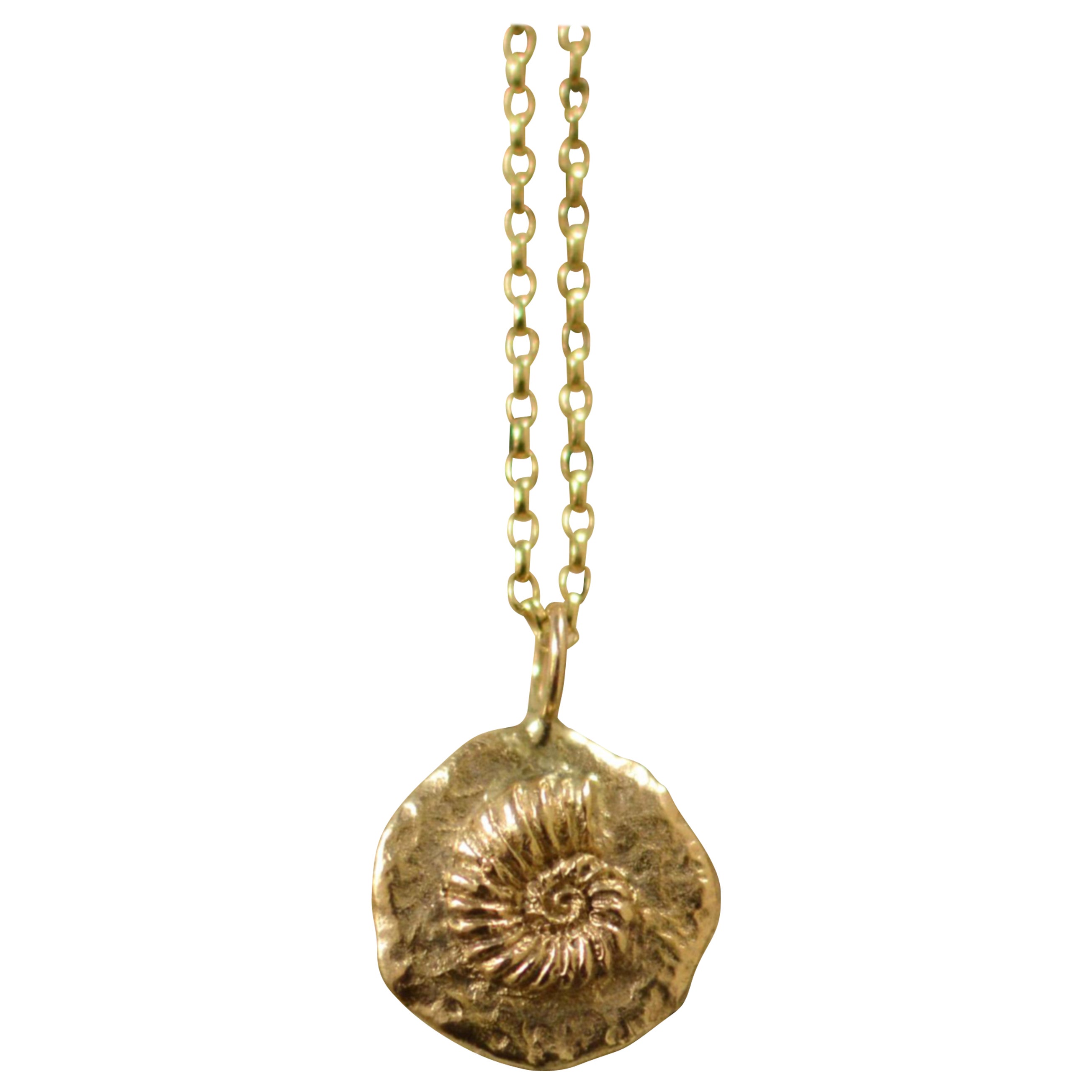 Colgante de amonita de oro macizo de 18 quilates de Lucy Stopes-Roe en venta
