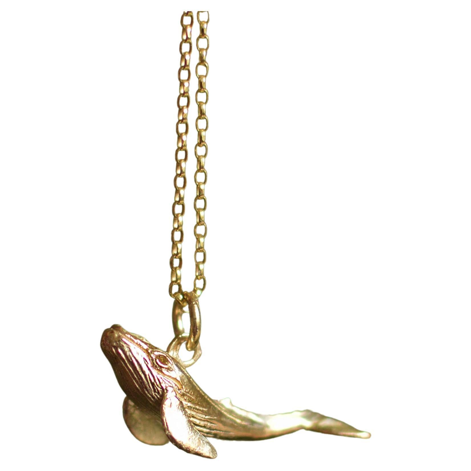 Solid 18 Carat Gold Baby Whale Pendant by Lucy Stopes-Roe For Sale