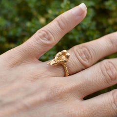 Solid 18 Carat Gold Conure Parrot Ring by Lucy Stopes-Roe