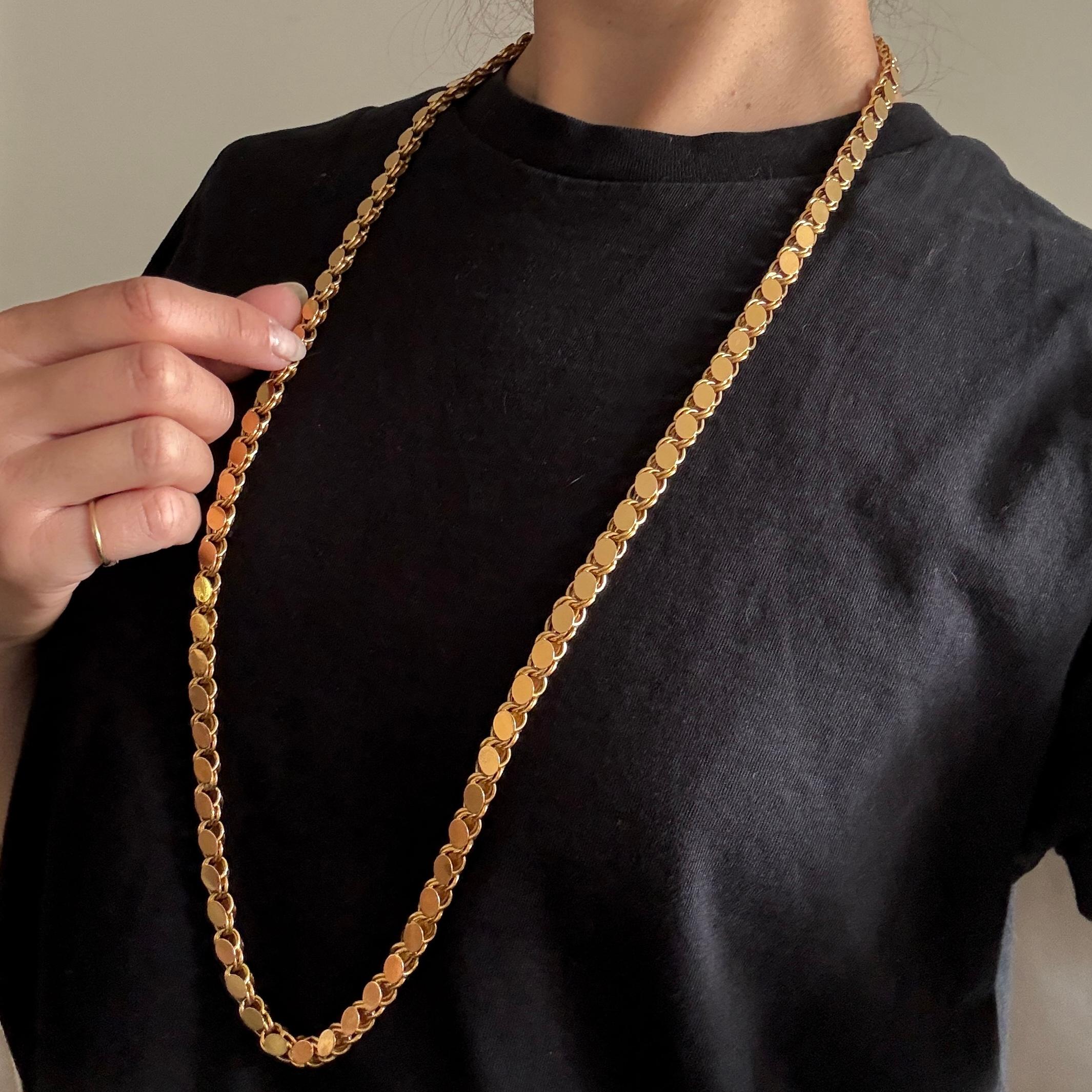 Collar de cadena decorativa de oro macizo de 18 quilates en venta 1