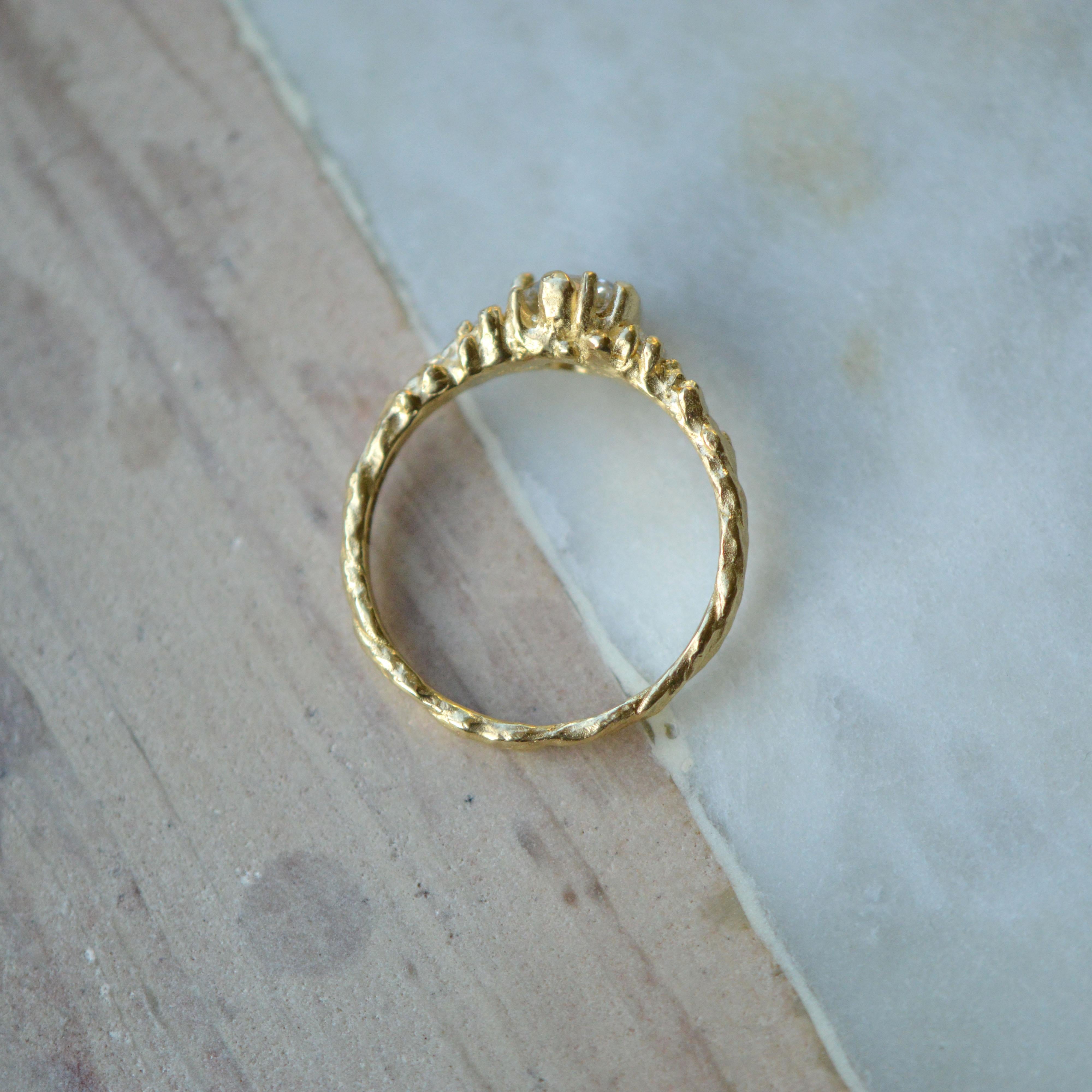 Solid 18 Carat Gold Earth Diamond Ring by Lucy Stopes-Roe For Sale 5